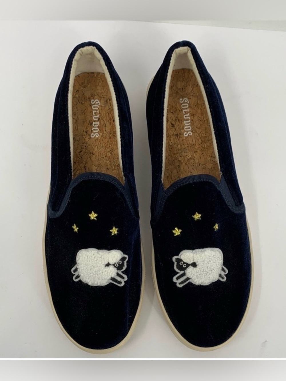 Soludos Counting Sheep navy blue velvet loafer shoe sneaker knitting new 9.5
